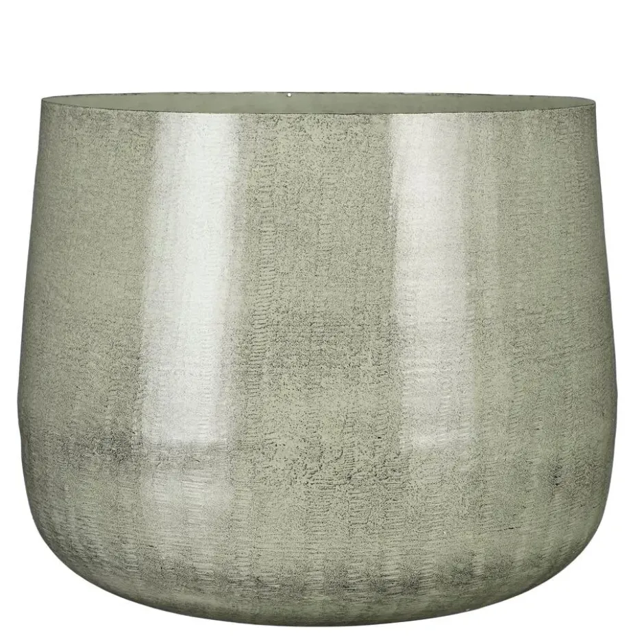 Mica Decorations Benson Bloempot - H32 x Ø37 cm - Metaal - Lichtgrijs