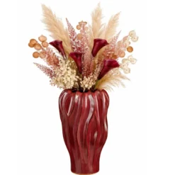 Mica Decorations Bloemenvaas Thom - bordeaux rood - 30 x 20 cm