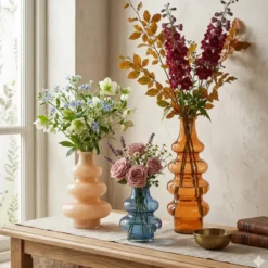 Mica Decorations Bloemenvaas Sira - glas - bruin - D14,5 x H22 cm