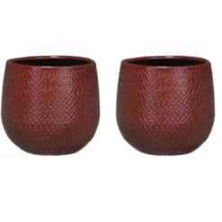 Mica Decorations Bloempot - bordeaux - keramiek - 14x12 cm