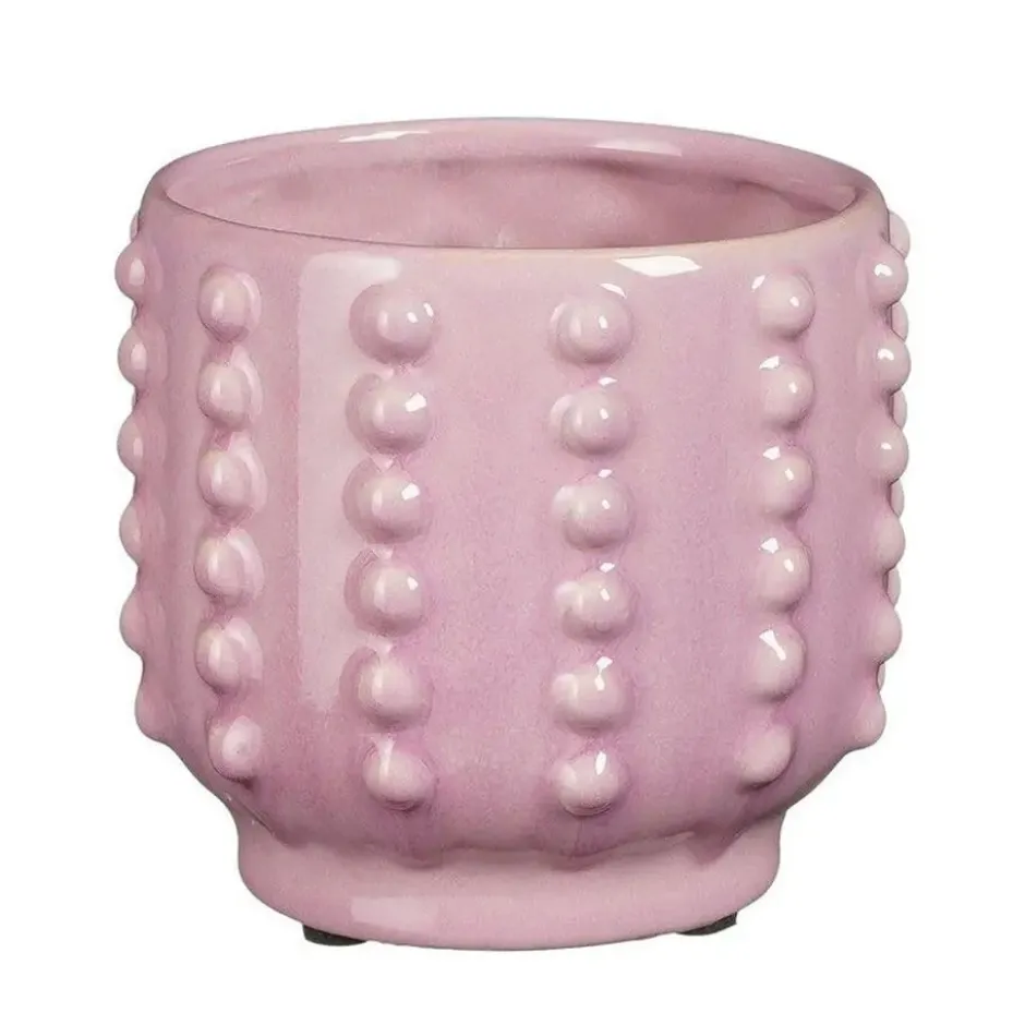 Mica Decorations Bloempot Boaz - gebobbeld - roze - 11 x 13 cm