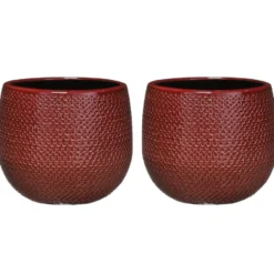 Mica Decorations Bloempot - bordeaux - keramiek - 16 x 14 cm