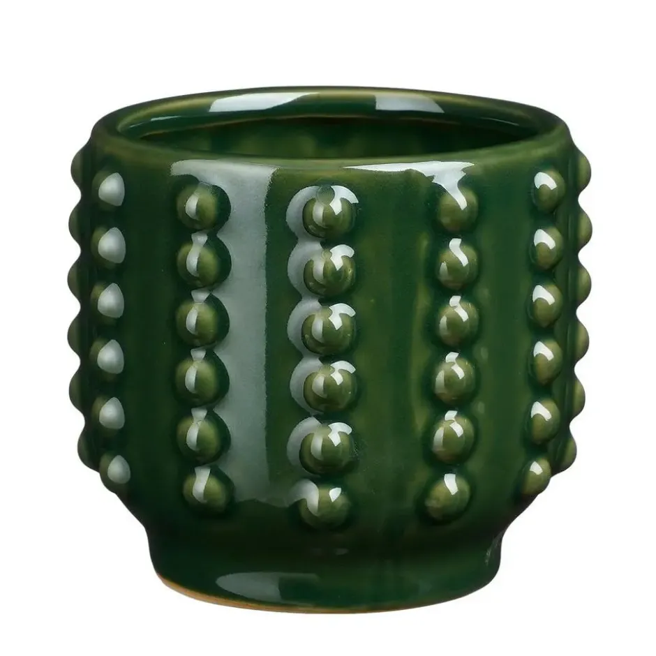 Mica Decorations Bloempot Boaz - gebobbeld - groen - 11 x 13 cm