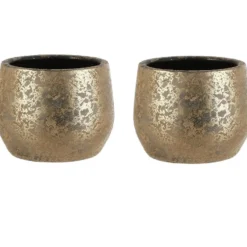 Mica Decorations Bloempot - goudkleurig - keramiek - 19 x 15 cm