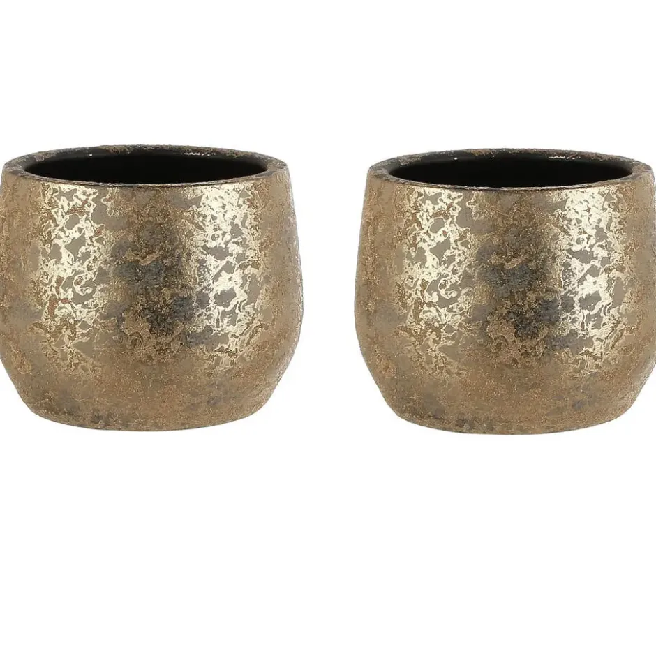 Mica Decorations Bloempot - goudkleurig - keramiek - 19 x 15 cm