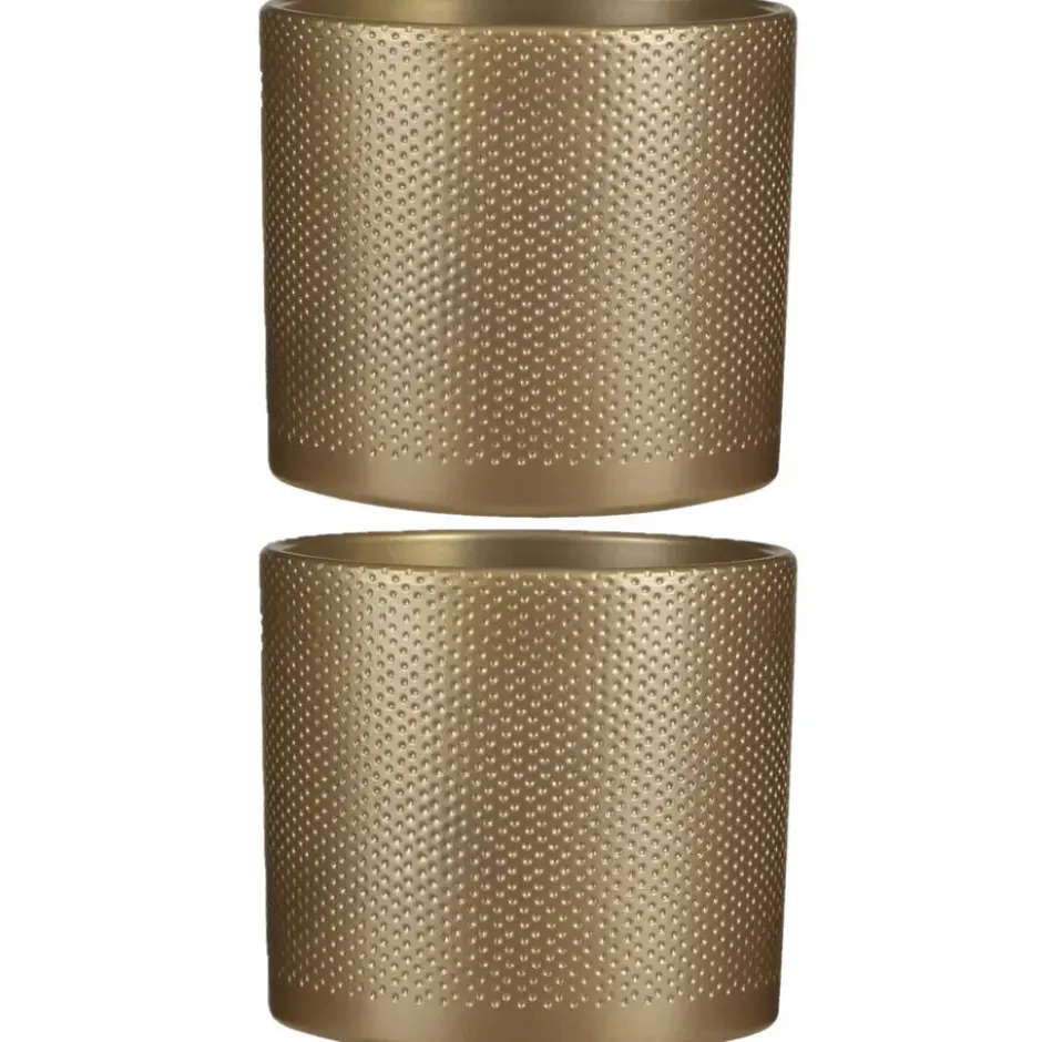 Mica Decorations Bloempot - goud - keramiek - D21,5 x H23 cm