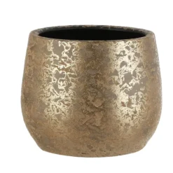 Mica Decorations Bloempot - goudkleurig - keramiek - 25 x 20 cm