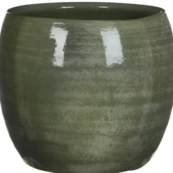 Mica Decorations Bloempot - groen - glanzend - keramiek - 24 x 22 cm