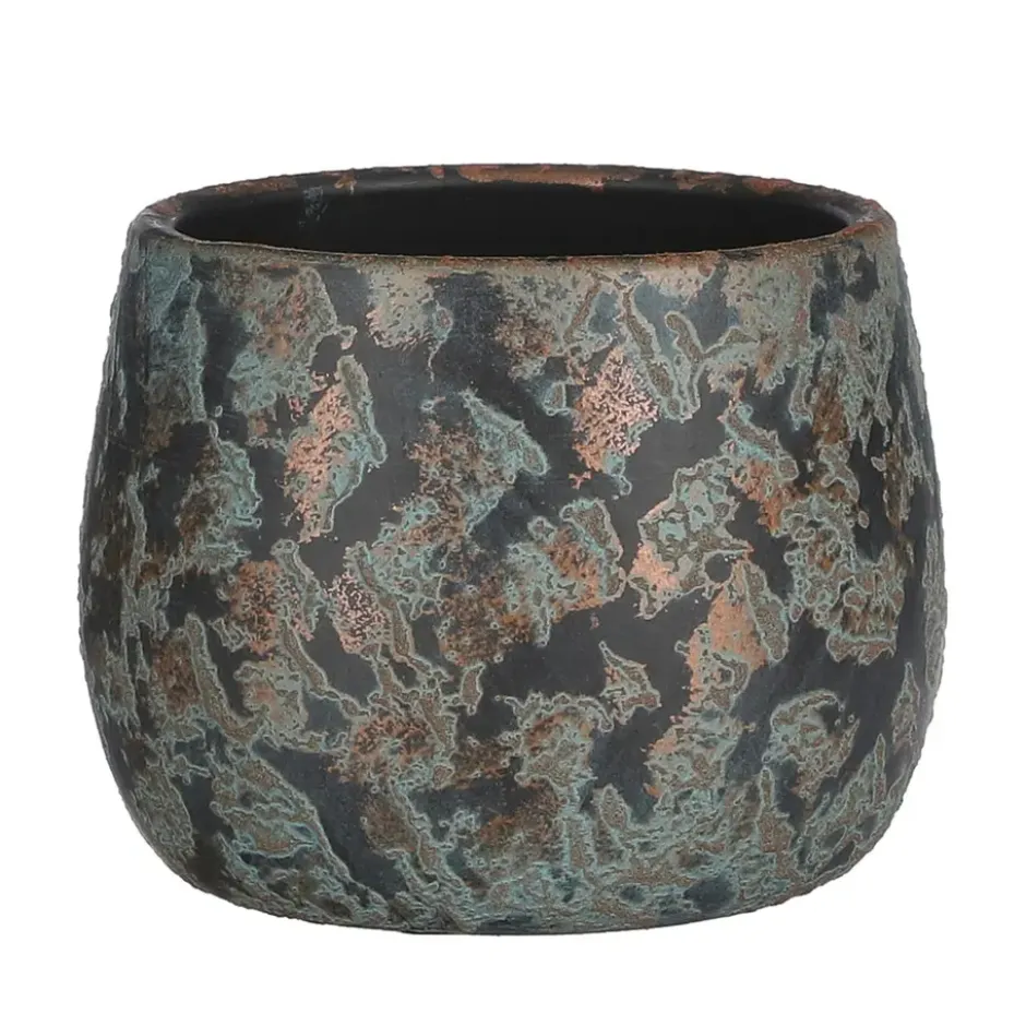 Mica Decorations Bloempot - koperkleurig - keramiek - 16 x 13 cm