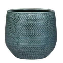 Mica Decorations Bloempot - midnight blauw - keramiek - 21 x 19 cm