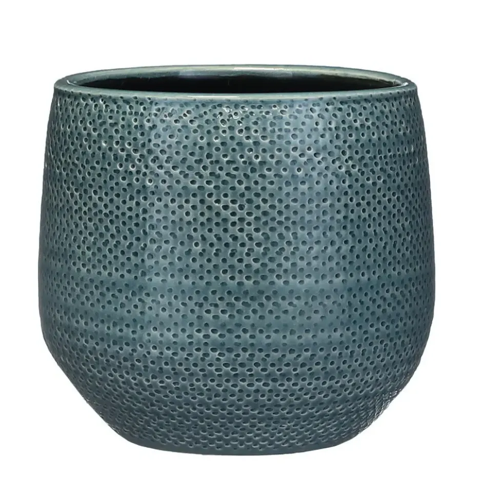Mica Decorations Bloempot - midnight blauw - keramiek - 21 x 19 cm
