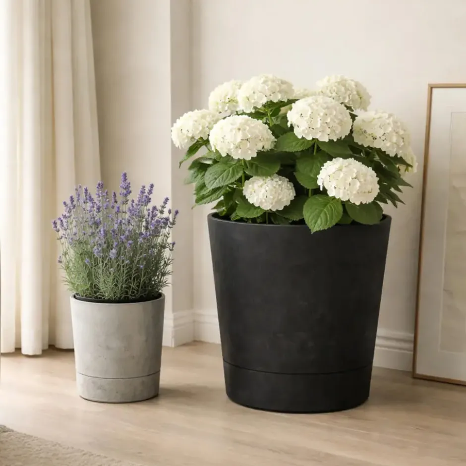 Mica Decorations Bloempot - olijfgroen - H40 x D38 cm - kunststof