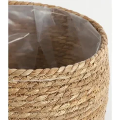Mica Decorations Bloempot - rotan - beige - jute - 18 x 15 cm