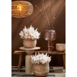 Mica Decorations Bloempot - rotan - beige - jute - 22 x 19 cm
