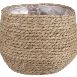 Mica Decorations Bloempot - rotan - beige - jute - 22 x 19 cm