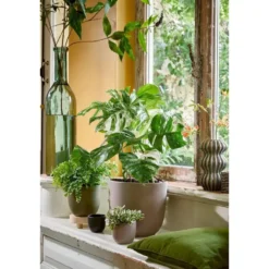 Mica Decorations Bloempot - taupe bruin - mat - keramiek - 28 x 25 cm