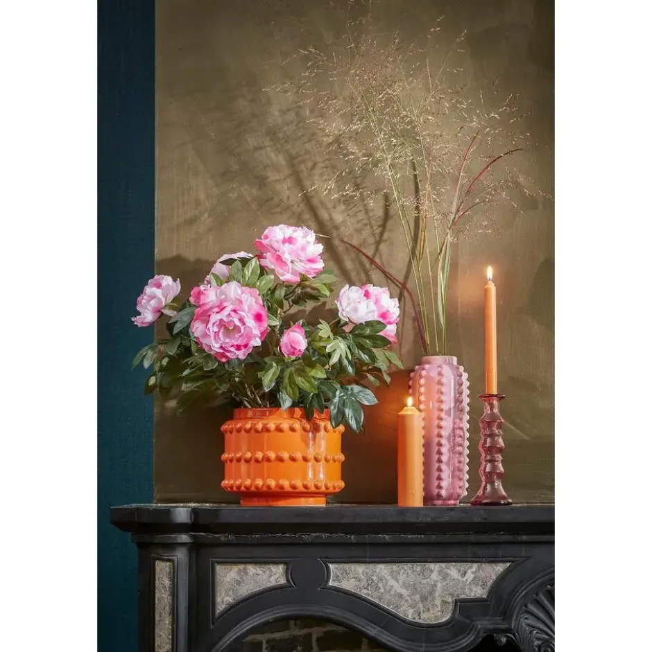 Mica Decorations Boaz Bloempot - H19 x Ø22 cm - Keramiek - Oranje