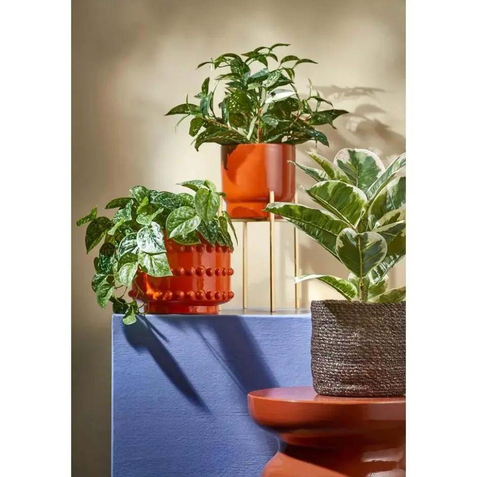 Mica Decorations Boaz Bloempot - H19 x Ø22 cm - Keramiek - Oranje