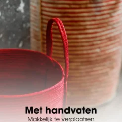 Mica Decorations Brooklyn Gevlochten Mand Set van 3 Rood