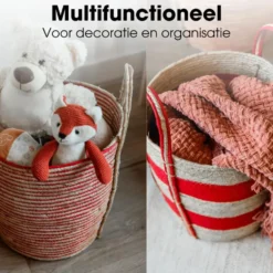 Mica Decorations Brooklyn Gevlochten Mand Set van 3 Rood