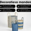 Mica Decorations Brooklyn Gevlochten Mand Set van 3 Blauw