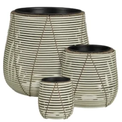 Mica Decorations Cancun Bloempot – Set van 3 – Wit