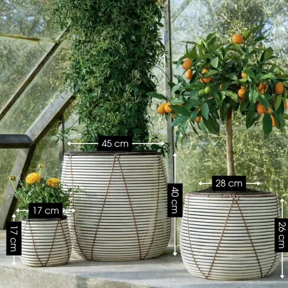 Mica Decorations Cancun Bloempot – Set van 3 – Wit