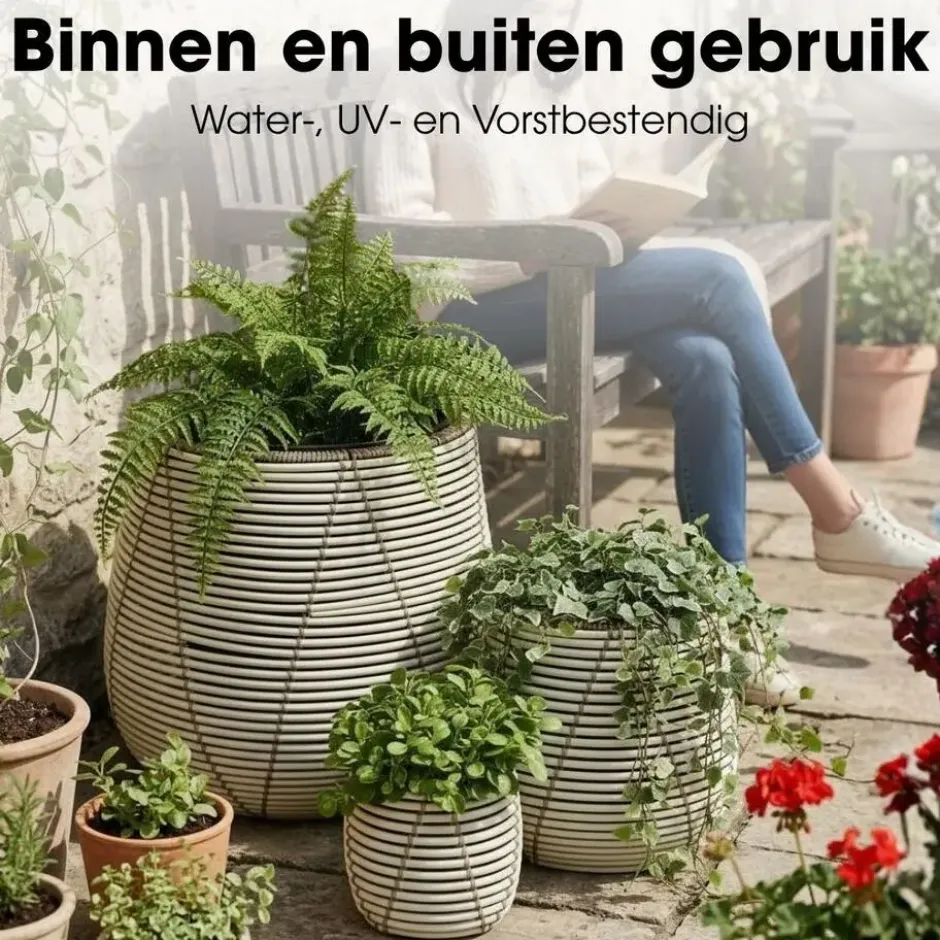 Mica Decorations Cancun Bloempot – Set van 3 – Wit