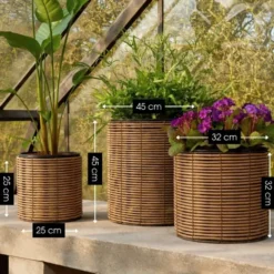 Mica Decorations Cesena Bloempot – Set van 3 – Lichtbruin