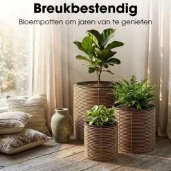 Mica Decorations Cesena Bloempot – Set van 3 – Lichtbruin