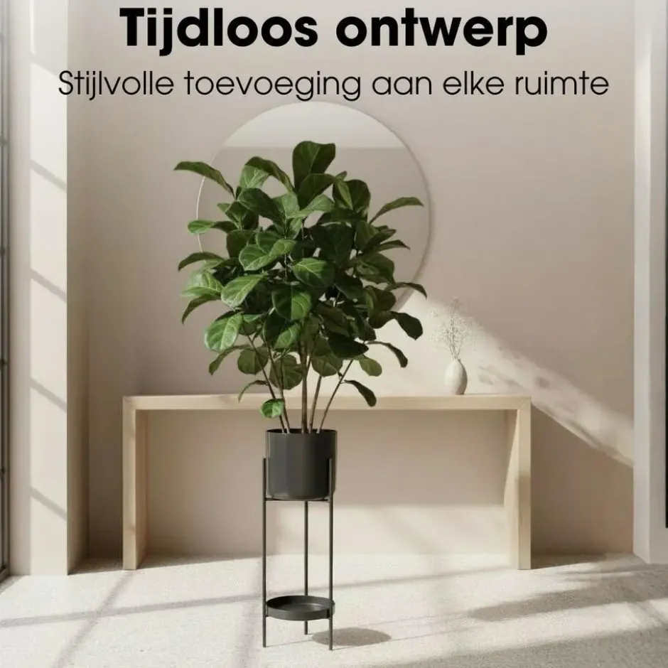 Mica Decorations Colyn Pot op Standaard 60x19cm - Zwart