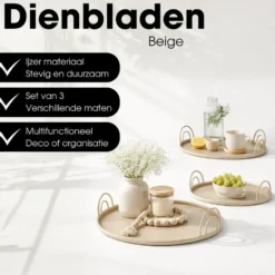 Mica Decorations Dienblad - Set van 3 - Beige