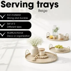 Mica Decorations Dienblad - Set van 3 - Beige