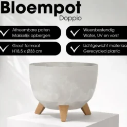 Mica Decorations Doppio Plantenbak 18,5 x Ø33 cm Grijs