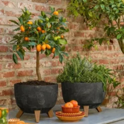 Mica Decorations Doppio Plantenbak 20,5 x Ø40 cm Zwart