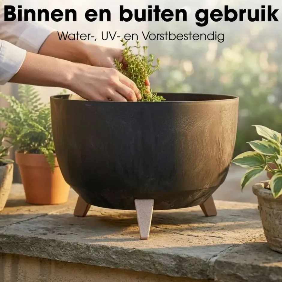 Mica Decorations Doppio Plantenbak 20,5 x Ø40 cm Zwart