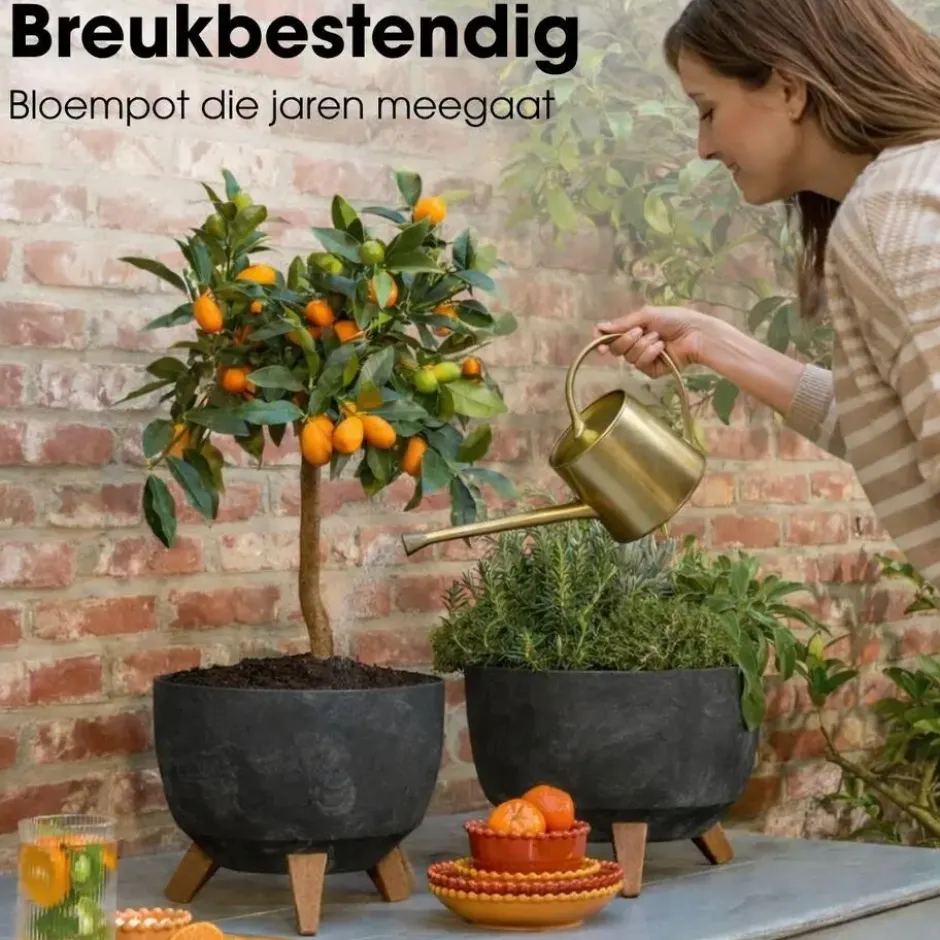 Mica Decorations Doppio Plantenbak 20,5 x Ø40 cm Zwart