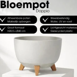 Mica Decorations Doppio Plantenbak 20,5 x Ø40 cm Grijs