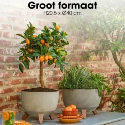Mica Decorations Doppio Plantenbak 20,5 x Ø40 cm Grijs