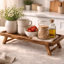 Mica Decorations Duko Dienblad - L50 x B15 x H17 cm - Hout - Bruin