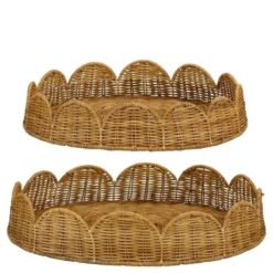 Mica Decorations Eleta Rond Dienblad - Set van 2 - Rotan