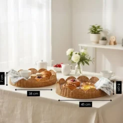 Mica Decorations Eleta Rond Dienblad - Set van 2 - Rotan