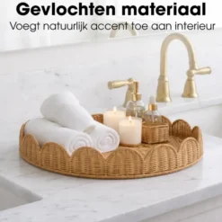Mica Decorations Eleta Rond Dienblad - Set van 2 - Rotan