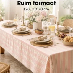 Mica Decorations Evie Gestreept Tafelkleed voor Eettafel