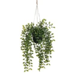 Mica Decorations Ficus Kunst Hangplant in Pot - H46 x Ø20 cm - Groen