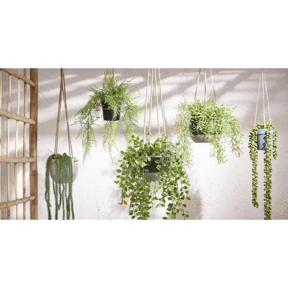 Mica Decorations Ficus Kunst Hangplant in Pot - H46 x Ø20 cm - Groen