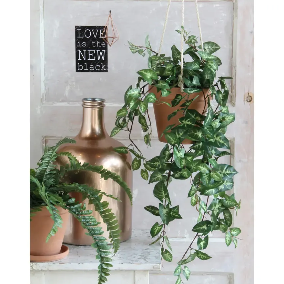 Mica Decorations Fittonia Kunst Hangplant in Pot - H80 cm - Groen