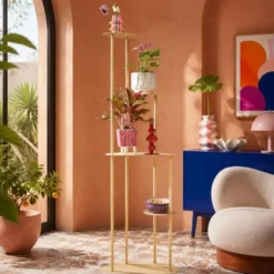 Mica Decorations Fonda Planttafel - L47,5 x B27 x H140 cm - Lichtgeel