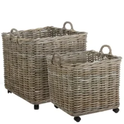 Mica Decorations Grote opbergmand op wieltjes - 58 x 58 x 58 cm