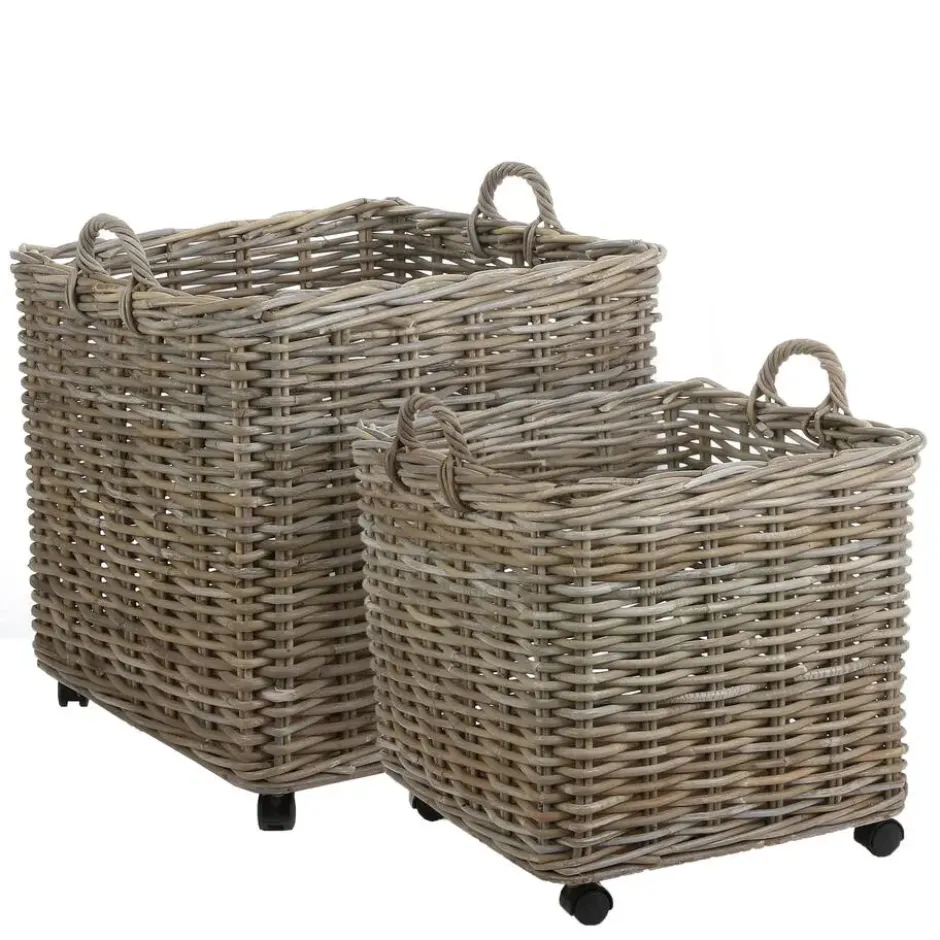 Mica Decorations Grote opbergmand op wieltjes - 58 x 58 x 58 cm